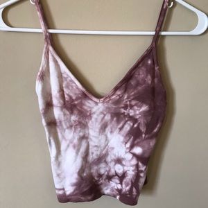 Brandy Melville pink and white crop tank top